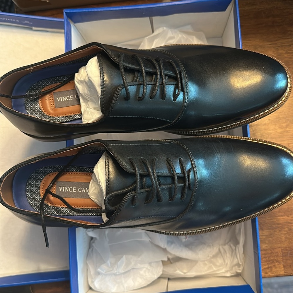 Vince Camuto Mens Lawsen Black Oxford Dress Shoe Size 10 WIDE